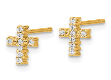 14k Gold Polished Diamond Cross Post Earrings (Style EM5533-010-YA)