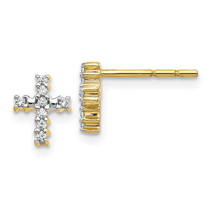 14k Gold Polished Diamond Cross Post Earrings (Style EM5533-010-YA)