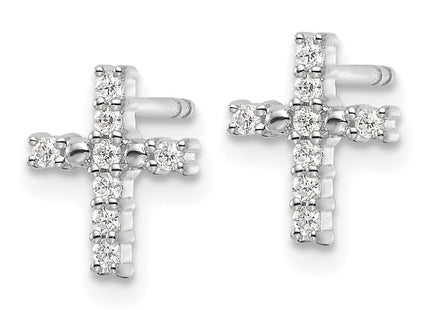 14k White Gold Polished Diamond Cross Post Earrings (Style EM5533-015-WA)