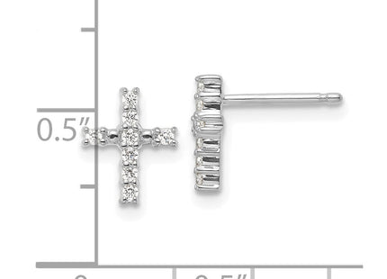 14k White Gold Polished Diamond Cross Post Earrings (Style EM5533-015-WA)