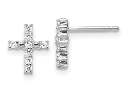 14k White Gold Polished Diamond Cross Post Earrings (Style EM5533-015-WA)