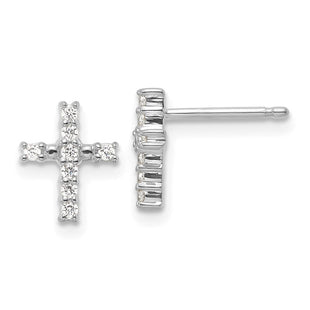 14k White Gold Polished Diamond Cross Post Earrings (Style EM5533-015-WA)