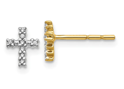 14k Yellow & Rhodium Earrings Style EM5534 - Classique Jewelry Inc.