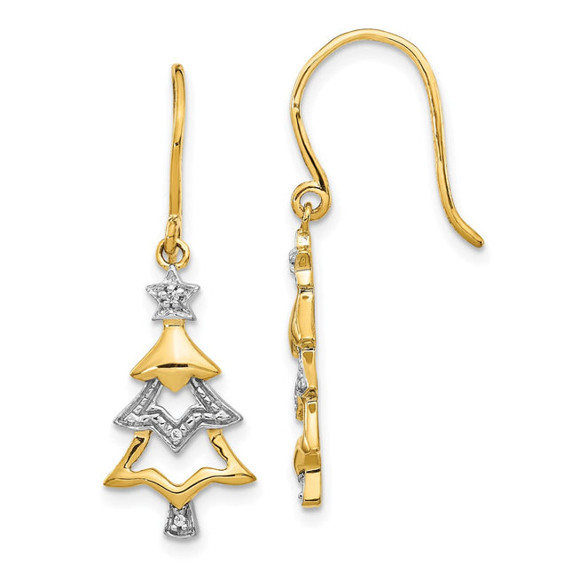 14k Yellow & Rhodium Earrings Style EM5541 - Classique Jewelry Inc.