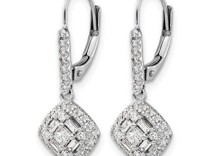 14K white gold diamond drop earrings, alternate view