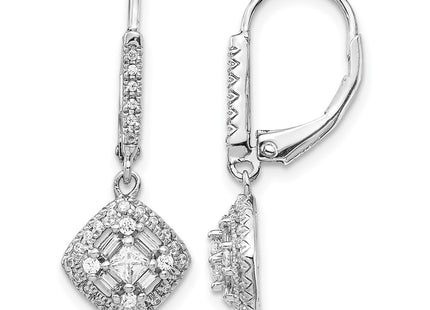 14K white gold diamond drop earrings