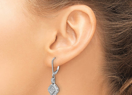 14K white gold diamond drop earrings, another view