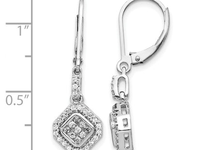 14K white gold diamond drop earrings, further view