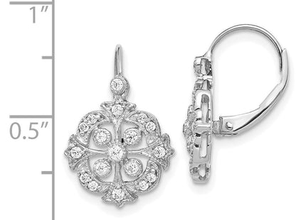 14k White Gold Diamond Leverback Earrings (Style EM5546-033-WA)