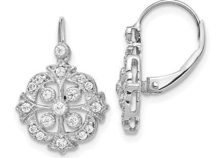14k White Gold Diamond Leverback Earrings (Style EM5546-033-WA)