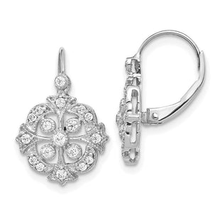 14k White Gold Diamond Leverback Earrings (Style EM5546-033-WA)