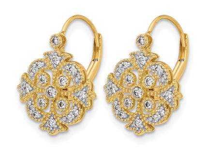 14k Diamond Leverback Earrings