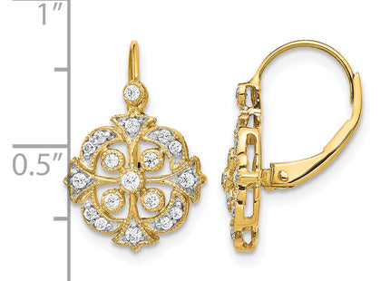 14k Diamond Leverback Earrings