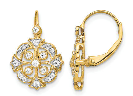 14k Diamond Leverback Earrings