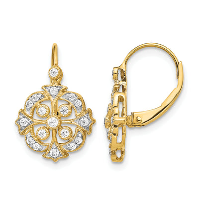 14K Diamond Leverback Earrings