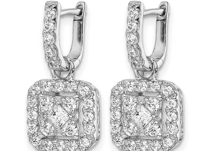 14K white gold diamond earrings, alternate view