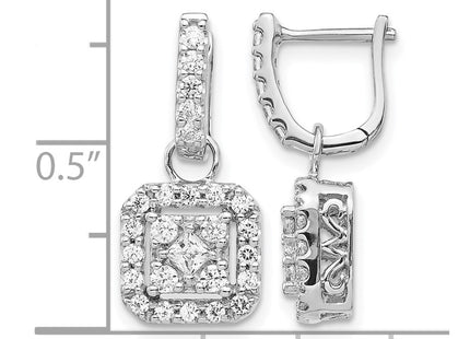 14K white gold diamond earrings, further view