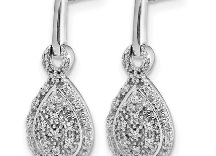 14K white gold diamond teardrop earrings, alternate view