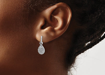 14K white gold diamond teardrop earrings, another view