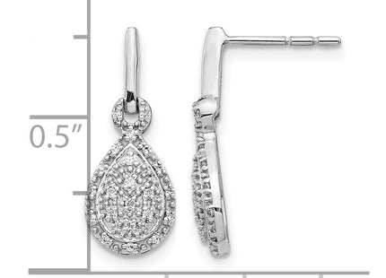 14K white gold diamond teardrop earrings, further view