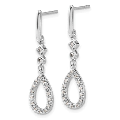 14K White Gold Diamond Teardrop Earrings
