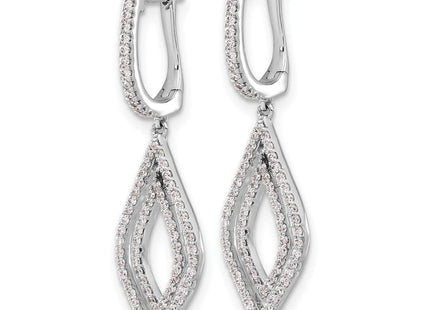 14k White Gold Diamond Teardrop Hinged Dangle Earrings (Style EM5562-050-WA)