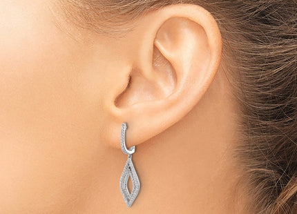 14k White Gold Diamond Teardrop Hinged Dangle Earrings (Style EM5562-050-WA)