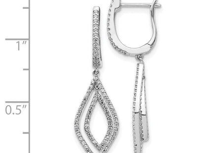 14k White Gold Diamond Teardrop Hinged Dangle Earrings (Style EM5562-050-WA)