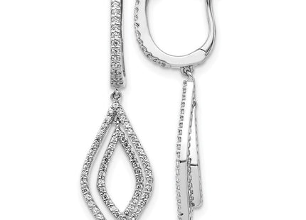 14k White Gold Diamond Teardrop Hinged Dangle Earrings (Style EM5562-050-WA)