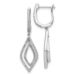 14k White Gold Diamond Teardrop Hinged Dangle Earrings (Style EM5562-050-WA)