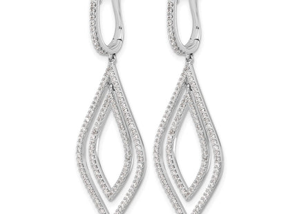 14K white gold diamond teardrop drop earrings, alternate view