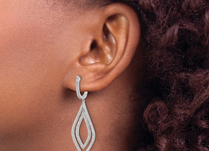 14K white gold diamond teardrop drop earrings, another view