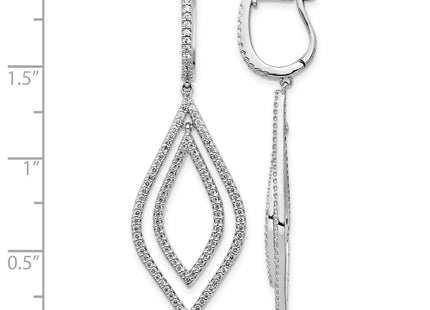 14K white gold diamond teardrop drop earrings, further view