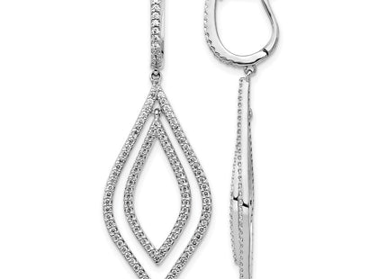 14K white gold diamond teardrop drop earrings