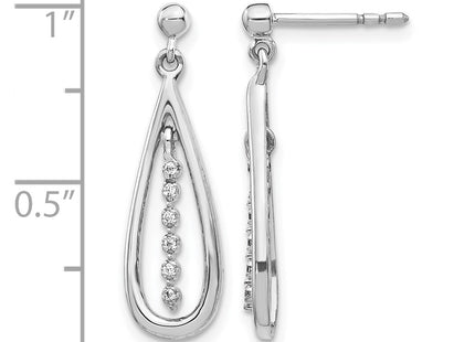 14K white gold diamond teardrop earrings, alternate view