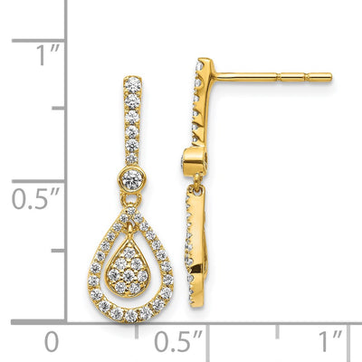 14K Diamond Fancy Teardrop Dangle Post Earrings