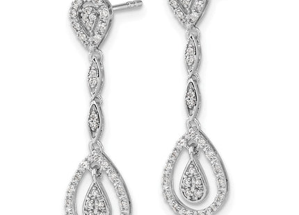 14k White Gold Teardrop Diamond Dangle Earrings (Style EM5571-025-WA)