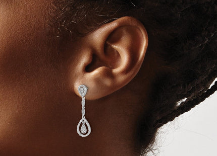 14k White Gold Teardrop Diamond Dangle Earrings (Style EM5571-025-WA)