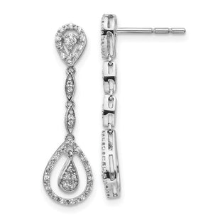 14k White Gold Teardrop Diamond Dangle Earrings (Style EM5571-025-WA)