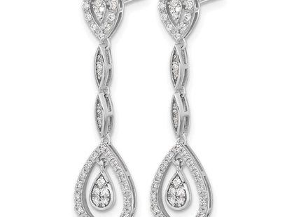 14K white gold diamond teardrop drop earrings, alternate view