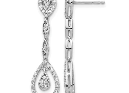 14K white gold diamond teardrop drop earrings