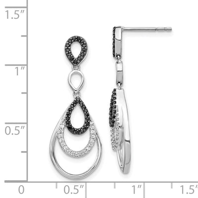 14K White Gold Black and White Diamond Post Earrings