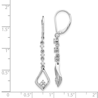 14K White Gold Diamond Leverback Dangle Earrings