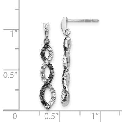 14K White Gold Black and White Diamond Twisted Post Earrings
