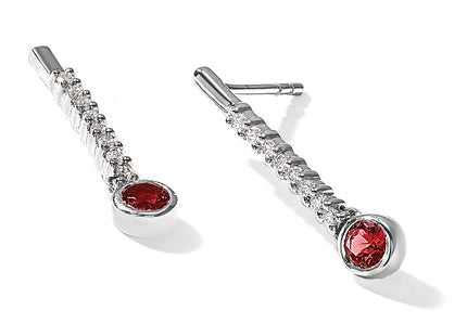 14k White Gold Red/White Diamond Earrings