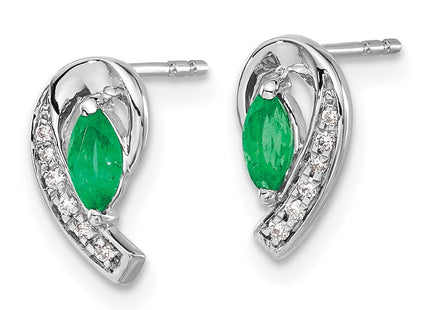14k White Gold 1/ Diamond and Emerald Earrings (Style EM5592-EM-005-WA)