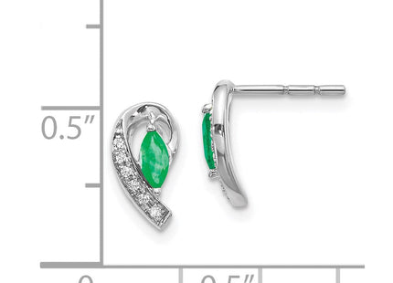 14k White Gold 1/ Diamond and Emerald Earrings (Style EM5592-EM-005-WA)