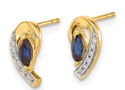 14k Yellow Gold Diamond and Sapphire Earrings (Style EM5592-SA-005-YA)