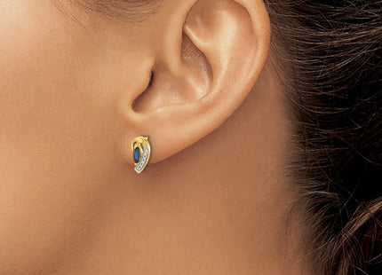 14k Yellow Gold Diamond and Sapphire Earrings (Style EM5592-SA-005-YA)