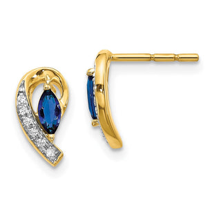 14k Yellow Gold Diamond and Sapphire Earrings (Style EM5592-SA-005-YA)